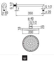 Verkhniy dush Nobili 200 mm Diamond smoke PVD