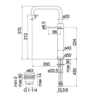 Высокий смеситель для раковины Nobili Velis Inox