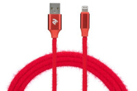 Кабель 2E FUR USB 2.0 TO LIGHTNING CABLE, 1М, BLACK 2E-CCLAC-BLACK, RED