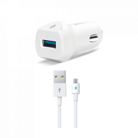 Автомобильное зарядное устройство Ttec SmartCharger QC 3.0 USB 18W с кабелем Micro-USB (1.2m) White