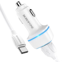 Avtomobil zaryadlovchi Borofone BZ14 2USB ,White-ASAXIY UZ