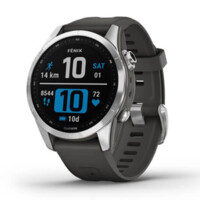 Смарт часы Garmin FENIX 7S серебристый с графитовым силиконовым ремешком