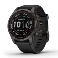 Смарт часы Garmin FENIX 7S Sapphire Solar титановый угольно-серый DLC с силиконовым ремешком