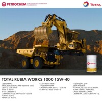 Моторное масло для тяжелонагруженной техники (EUR) TOTAL RUBIA WORKS 1000 15W40, 208L  API CI-4/CH-4/CF/SL